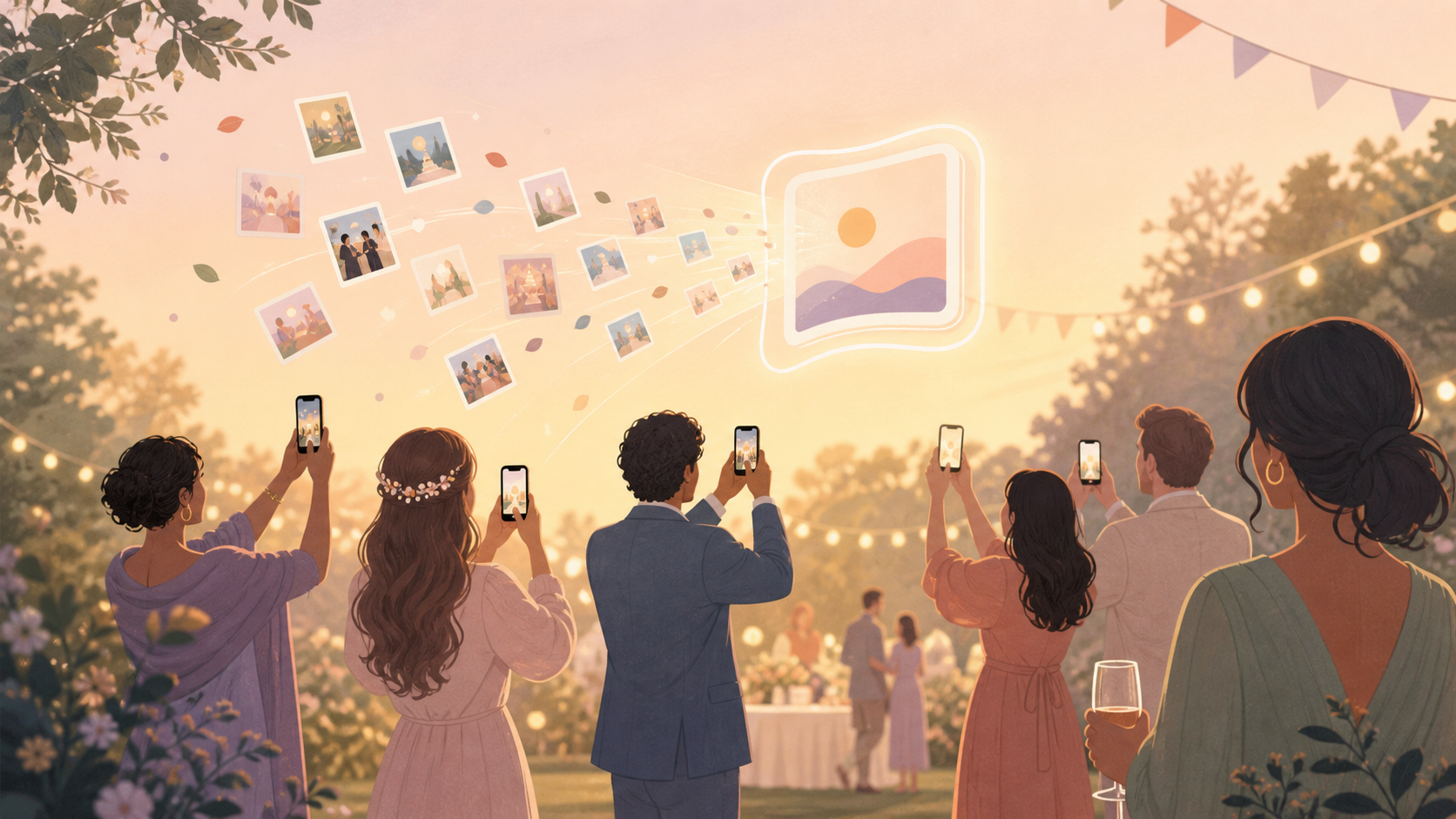 Event host collecting candid guest pictures in one private shared album.