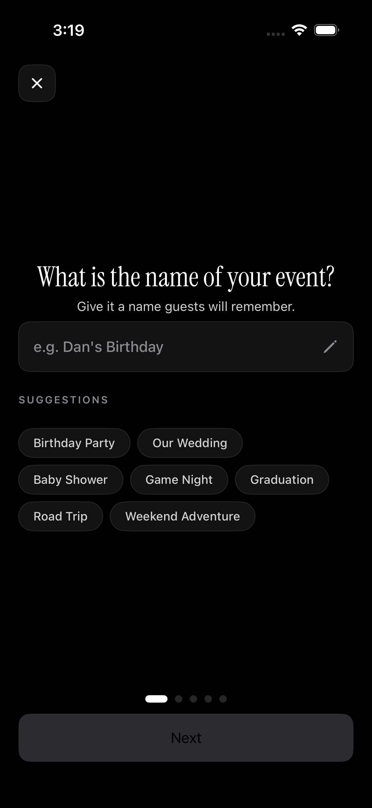 sync.camera event creation screen with QR code ready to share with guests