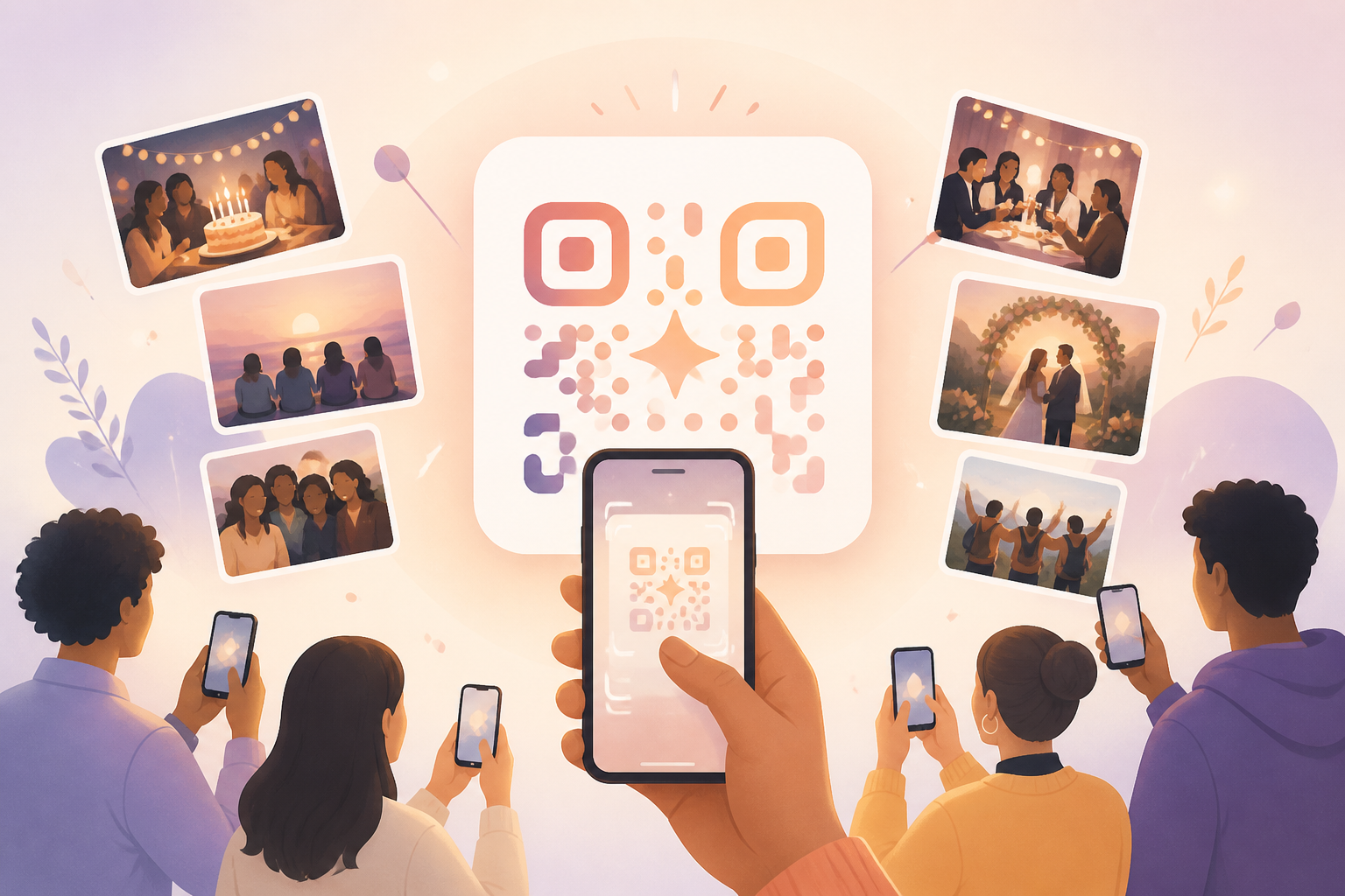 Guest scanning a QR code to join a sync.camera shared event photo experience.