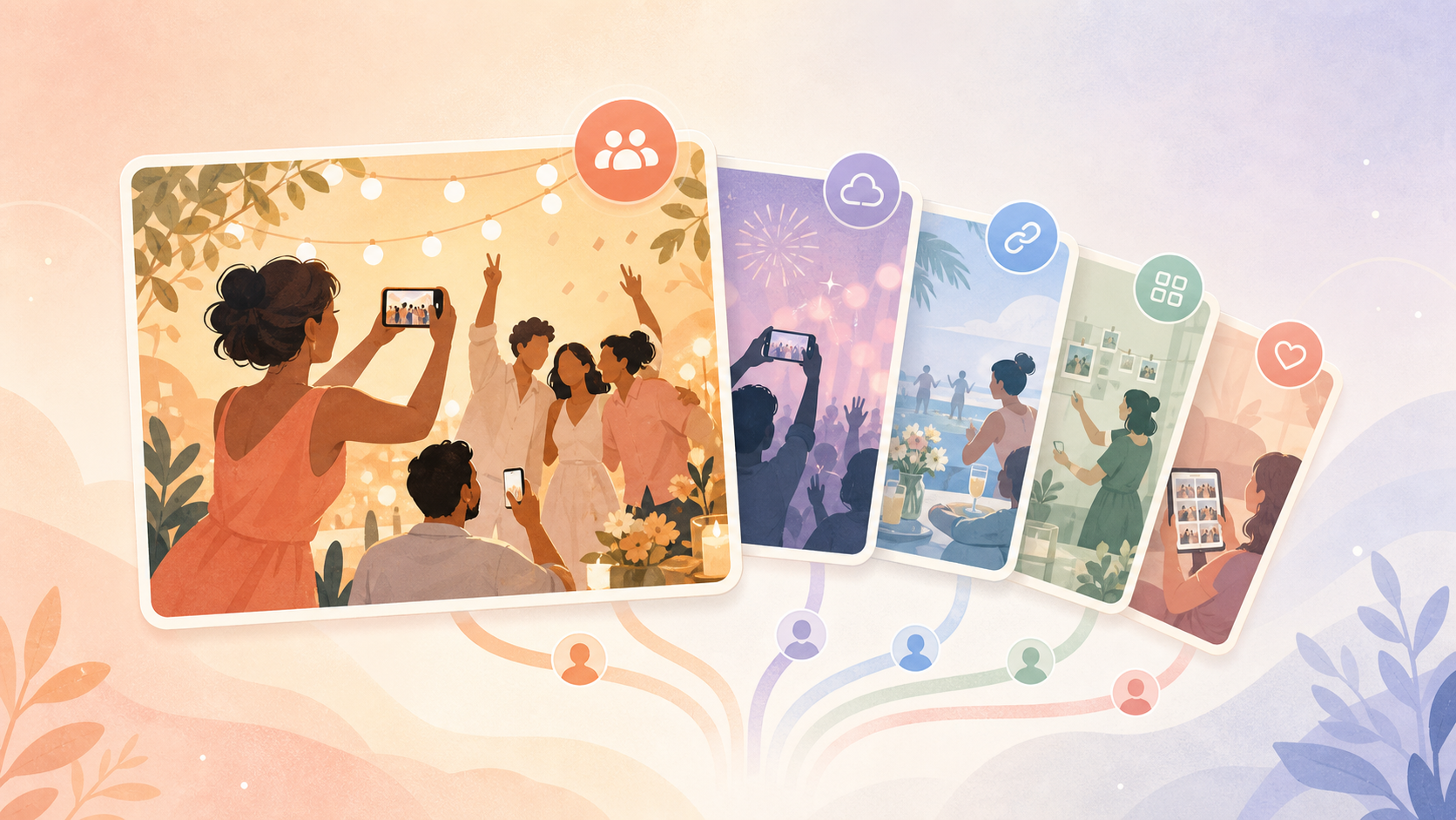 Stacked card layout showing rankings of once.film alternatives for shared event photography