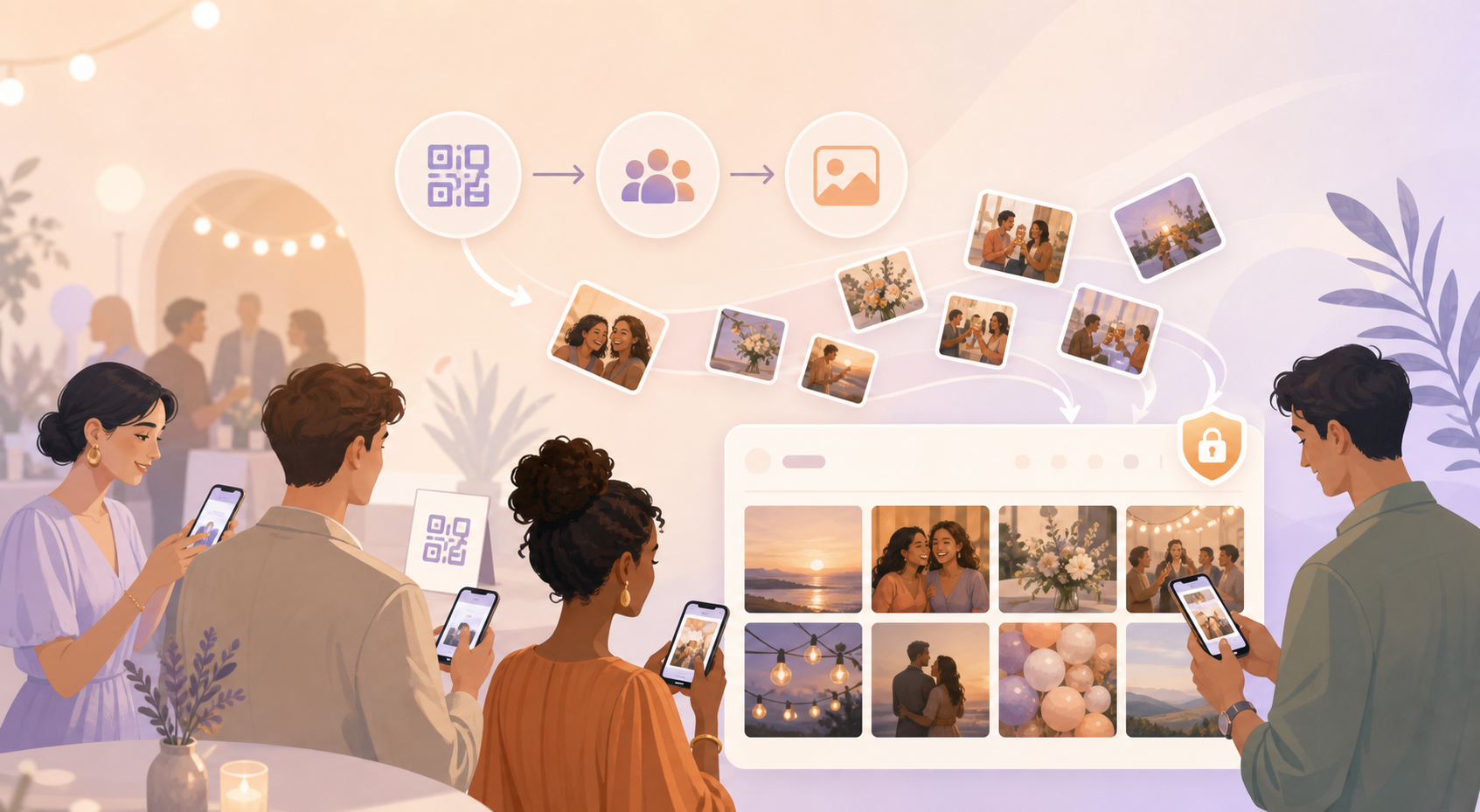 Guest scanning an event QR to join a private event album in sync.camera.